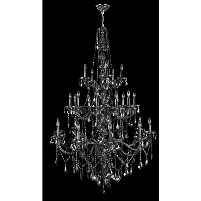Provence Polished Chrome Smoke Crystal 25 Light Chandelier - Chandeliers