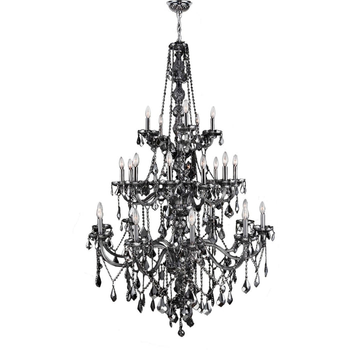 Provence Polished Chrome Smoke Crystal 25 Light Chandelier - Chandeliers