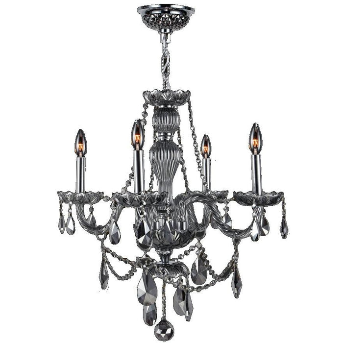 Provence Polished Chrome Smoke Crystal 4 Light Chandelier - Chandeliers