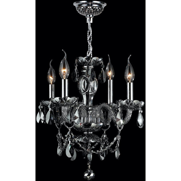 Provence Polished Chrome Smoke Crystal 4 Light Chandelier - Chandeliers