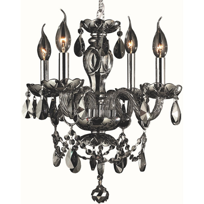 Provence Polished Chrome Smoke Crystal 4 Light Chandelier - Chandeliers
