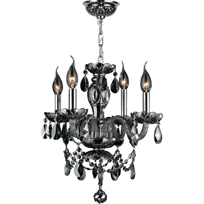Provence Polished Chrome Smoke Crystal 4 Light Chandelier - Chandeliers