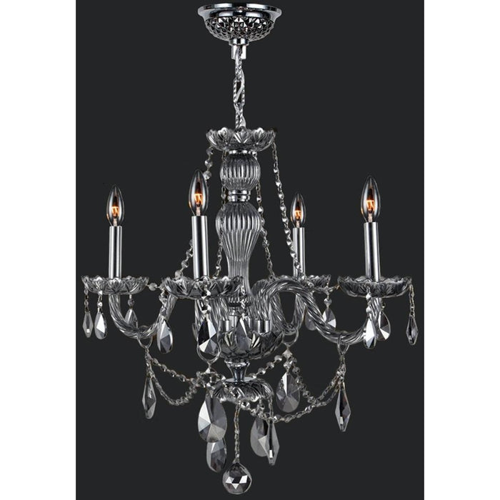 Provence Polished Chrome Smoke Crystal 4 Light Chandelier - Chandeliers