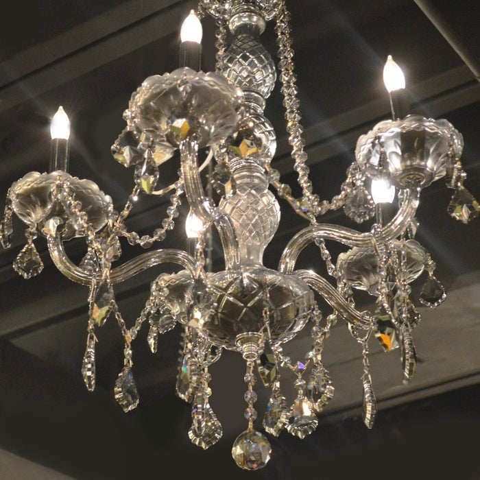 Provence Polished Chrome Smoke Crystal 5 Light Chandelier - Chandeliers