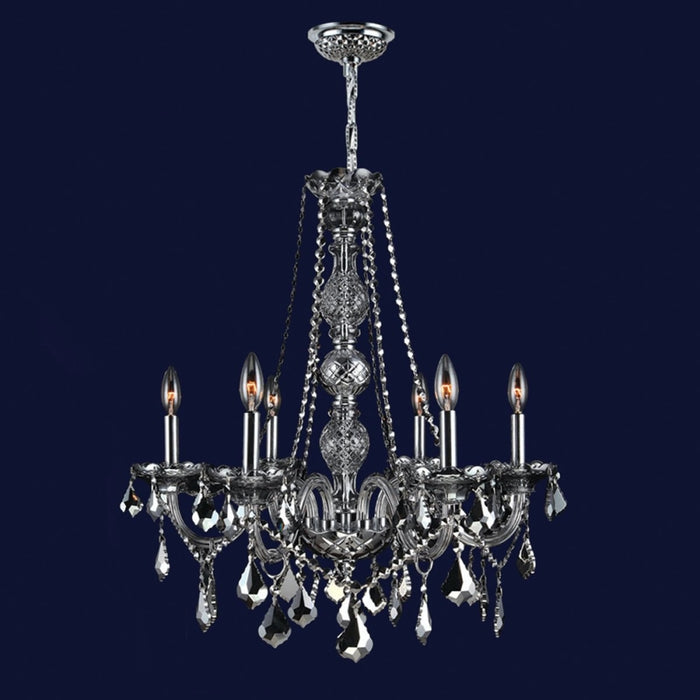Provence Polished Chrome Smoke Crystal 6 Light Chandelier - Chandeliers