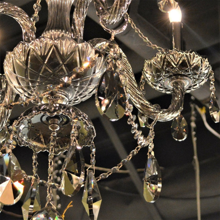 Provence Polished Chrome Smoke Crystal 6 Light Chandelier - Chandeliers