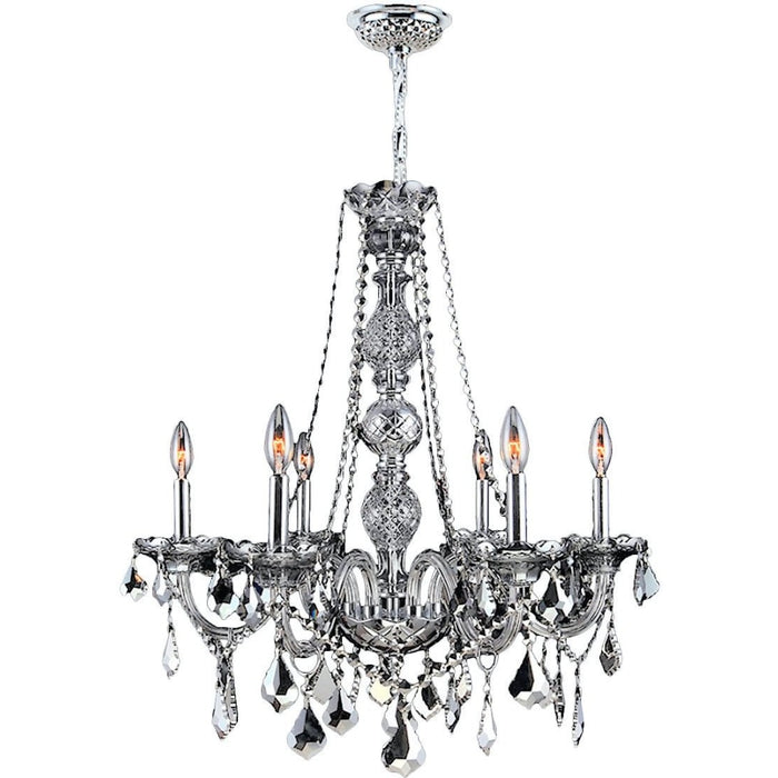 Provence Polished Chrome Smoke Crystal 6 Light Chandelier - Chandeliers
