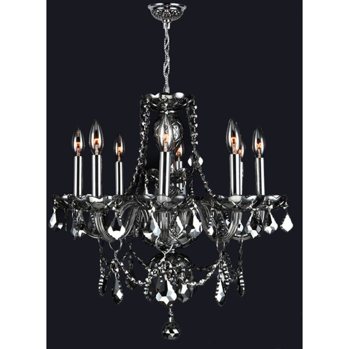 Provence Polished Chrome Smoke Crystal 8 Light Chandelier - Chandeliers