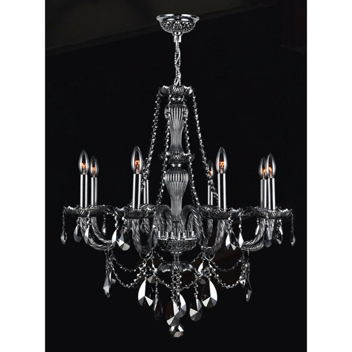 Provence Polished Chrome Smoke Crystal 8 Light Chandelier - Chandeliers