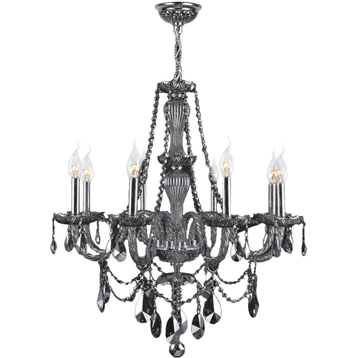 Provence Polished Chrome Smoke Crystal 8 Light Chandelier - Chandeliers