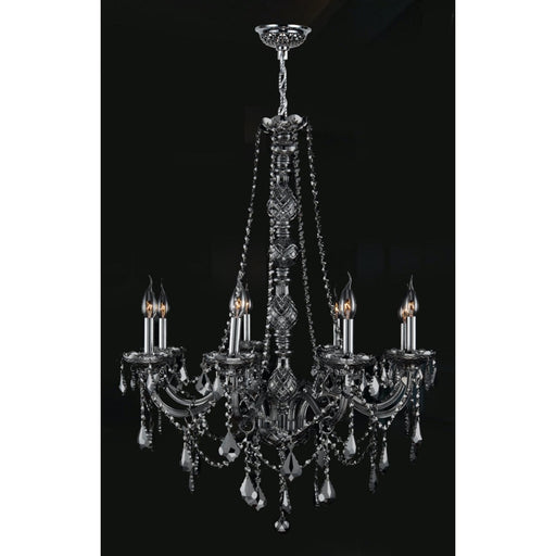 Provence Polished Chrome Smoke Crystal 8 Light Chandelier - Chandeliers