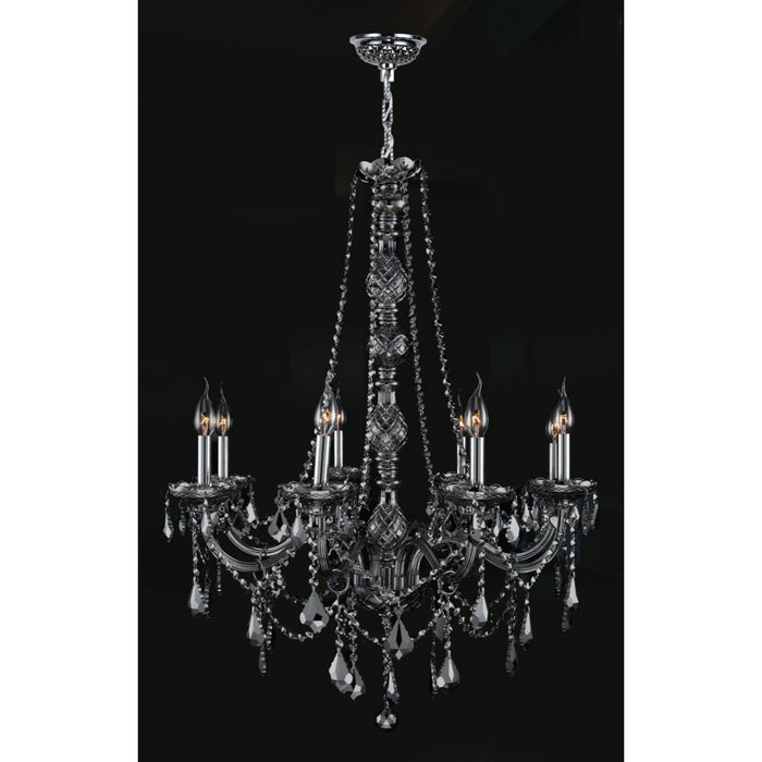 Provence Polished Chrome Smoke Crystal 8 Light Chandelier - Chandeliers