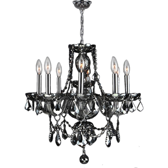 Provence Polished Chrome Smoke Crystal 8 Light Chandelier - Chandeliers