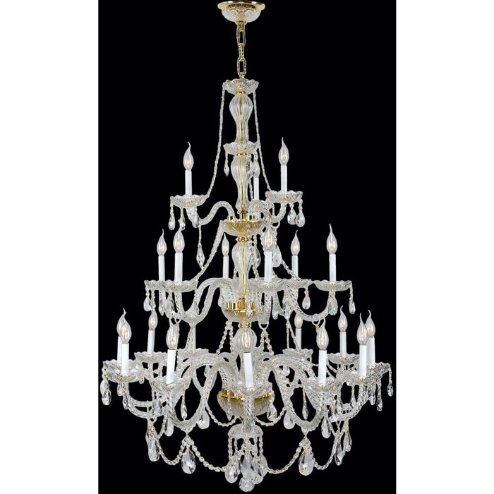 Provence Polished Gold Clear Crystal 21 Light Chandelier - Chandeliers