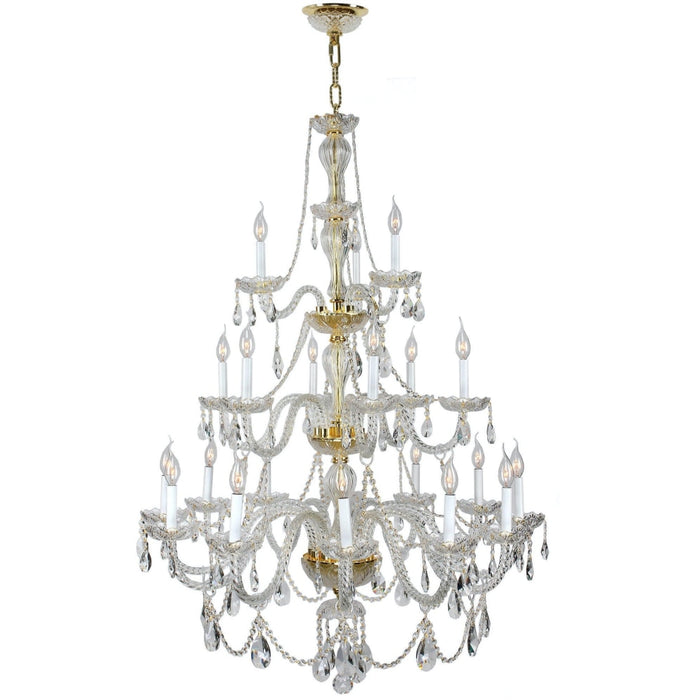Provence Polished Gold Clear Crystal 21 Light Chandelier - Chandeliers