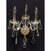 Provence Polished Gold Clear Crystal 3 Light Wall Sconce - Wall Sconces
