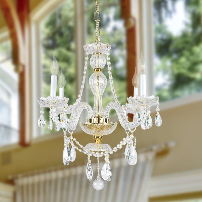Provence Polished Gold Clear Crystal 4 Light Chandelier - Chandeliers