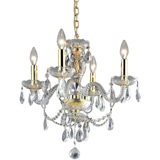 Provence Polished Gold Clear Crystal 4 Light Chandelier - Chandeliers