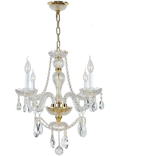 Provence Polished Gold Clear Crystal 4 Light Chandelier - Chandeliers