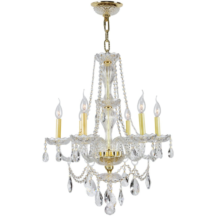 Provence Polished Gold Clear Crystal 6 Light Chandelier - Chandeliers