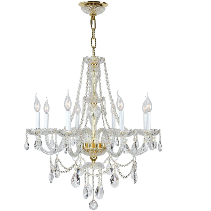 Provence Polished Gold Clear Crystal 8 Light Chandelier - Chandeliers