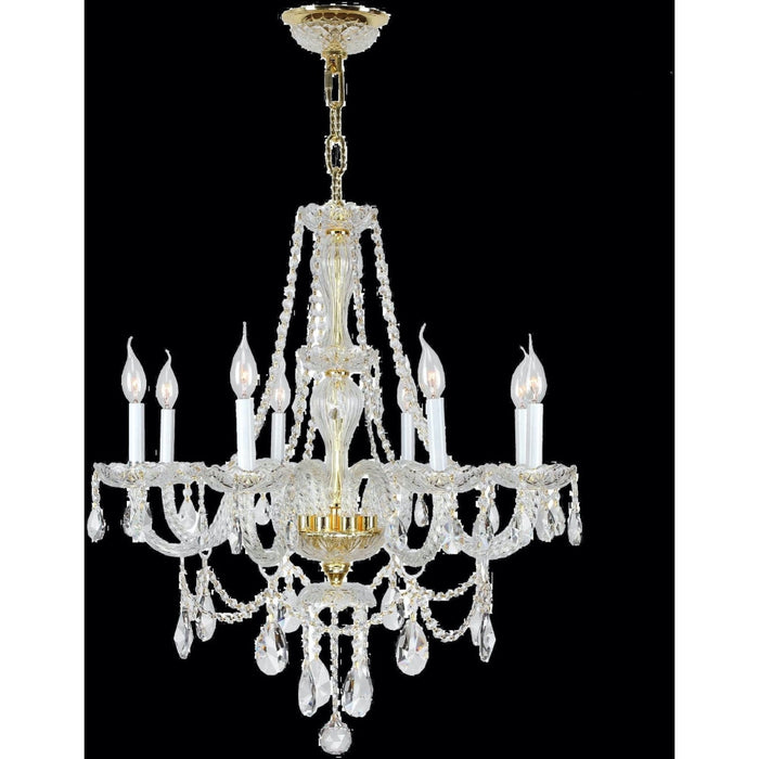 Provence Polished Gold Clear Crystal 8 Light Chandelier - Chandeliers