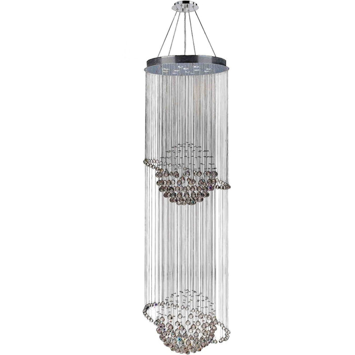 Saturn Polished Chrome Clear Crystal 12 Light Halogen Chandelier - Chandeliers