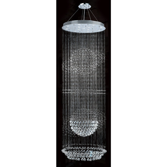 Saturn Polished Chrome Clear Crystal 13 Light Halogen Chandelier - Chandeliers