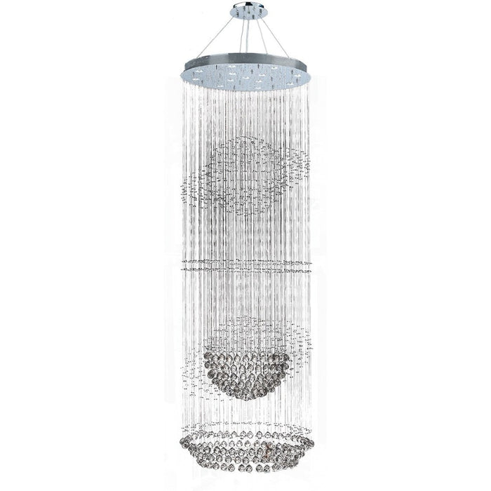 Saturn Polished Chrome Clear Crystal 13 Light Halogen Chandelier - Chandeliers