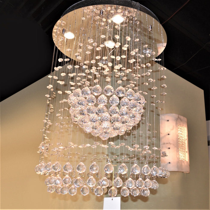 Saturn Polished Chrome Clear Crystal 5 Light Halogen Chandelier - Chandeliers