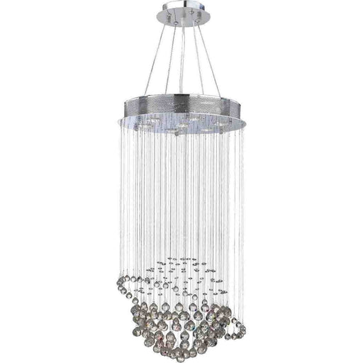 Saturn Polished Chrome Clear Crystal 7 Light Halogen Chandelier - Chandeliers