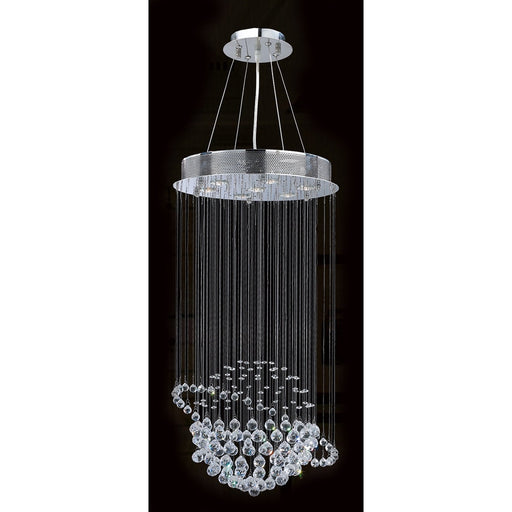Saturn Polished Chrome Clear Crystal 7 Light Halogen Chandelier - Chandeliers