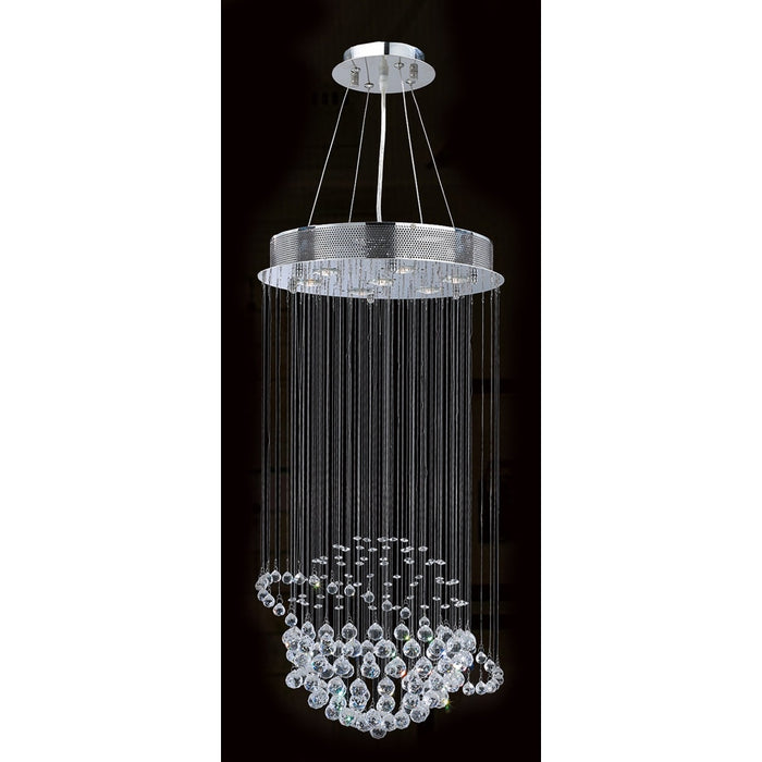 Saturn Polished Chrome Clear Crystal 7 Light Halogen Chandelier - Chandeliers