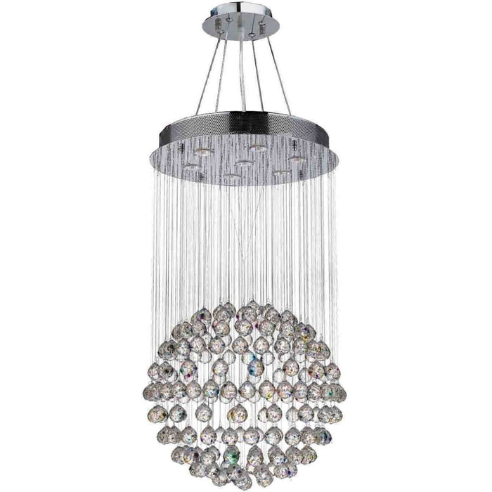 Saturn Polished Chrome Clear Crystal 7 Light Halogen Chandelier - Chandeliers