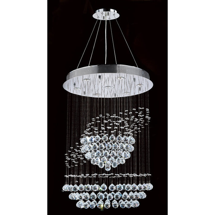 Saturn Polished Chrome Clear Crystal 7 Light Halogen Chandelier - Chandeliers