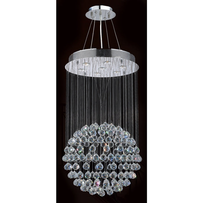 Saturn Polished Chrome Clear Crystal 7 Light Halogen Chandelier - Chandeliers