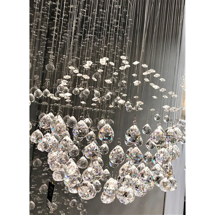 Saturn Polished Chrome Clear Crystal 7 Light Halogen Chandelier - Chandeliers