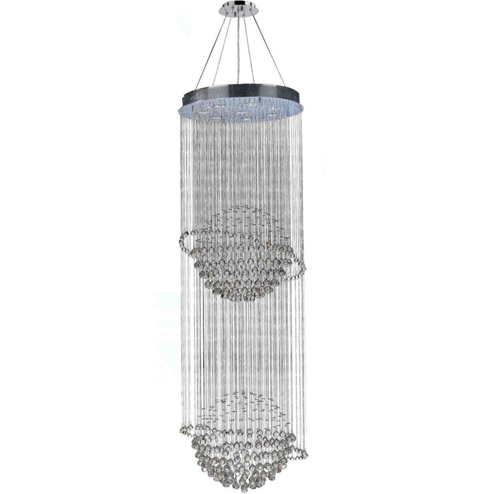 Saturn Polished Chrome Clear Crystal 8 Light Halogen Chandelier - Chandeliers