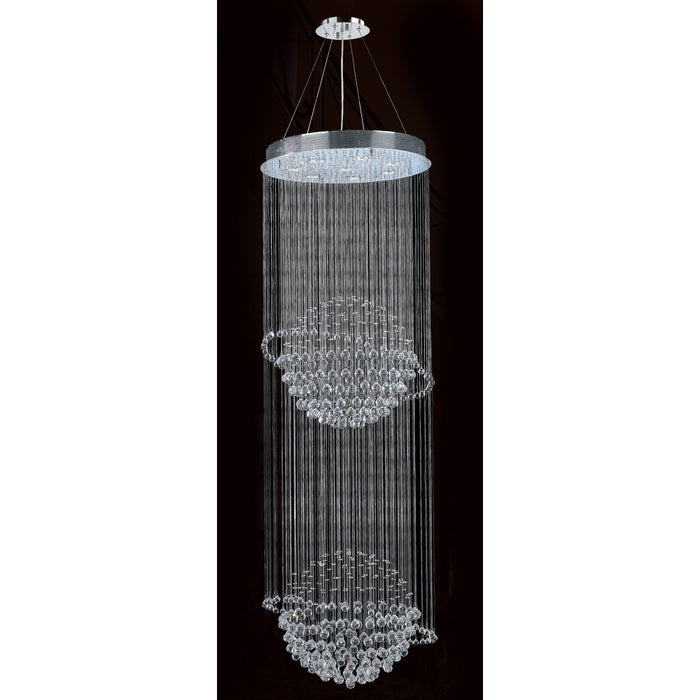 Saturn Polished Chrome Clear Crystal 8 Light Halogen Chandelier - Chandeliers
