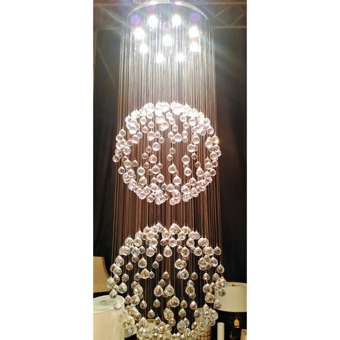 Saturn Polished Chrome Clear Crystal 9 Light Halogen Chandelier - Chandeliers