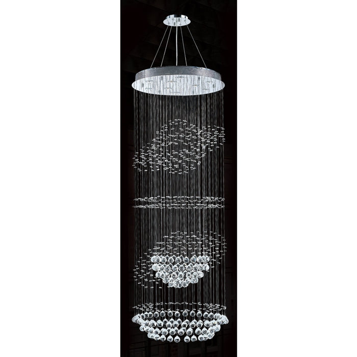 Saturn Polished Chrome Clear Crystal 9 Light Halogen Chandelier - Chandeliers