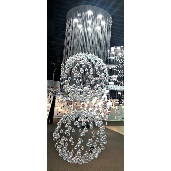Saturn Polished Chrome Clear Crystal 9 Light Halogen Chandelier - Chandeliers