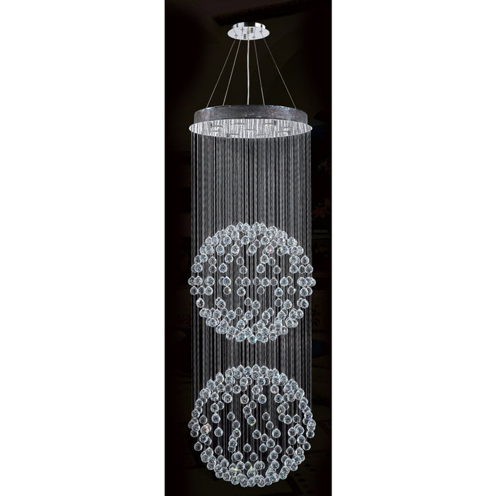 Saturn Polished Chrome Clear Crystal 9 Light Halogen Chandelier - Chandeliers
