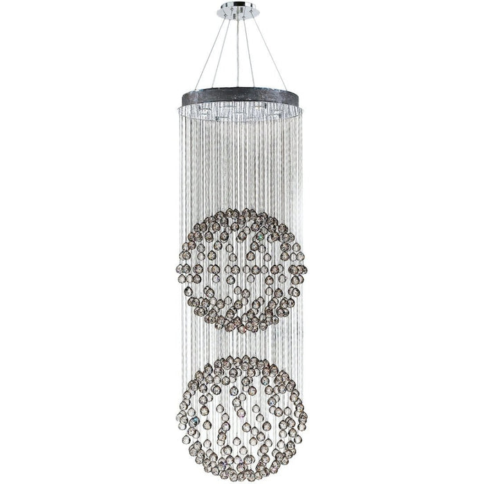 Saturn Polished Chrome Clear Crystal 9 Light Halogen Chandelier - Chandeliers