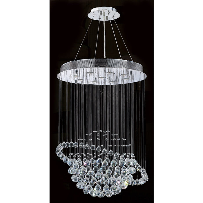 Saturn Polished Chrome Clear Crystal 9 Light Halogen Chandelier - Chandeliers