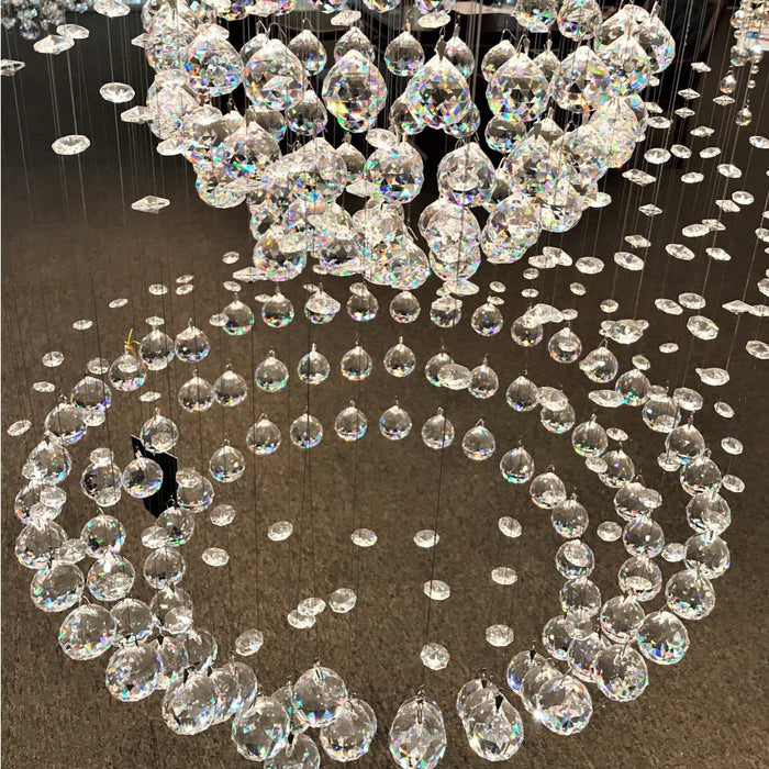 Saturn Polished Chrome Clear Crystal 9 Light Halogen Chandelier - Chandeliers