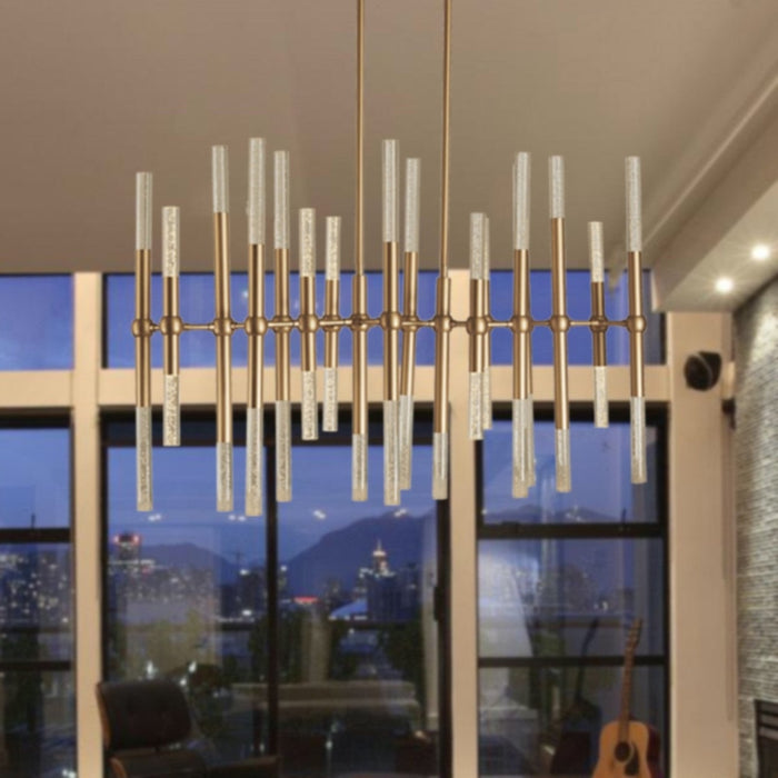 Sidney Matte Gold 34 Light LED Chandelier - Chandeliers
