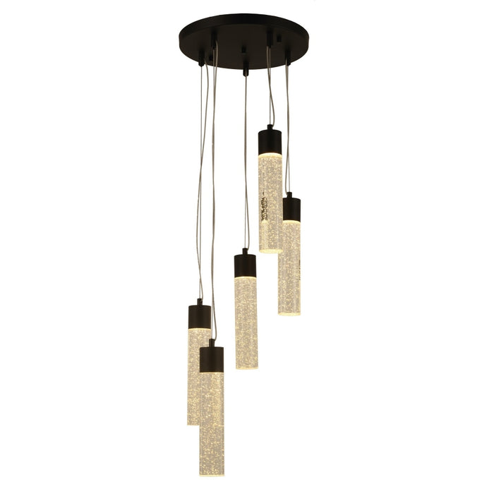 Sprite Graphite Black Clear Crystal 5 Light LED Pendant - Pendants