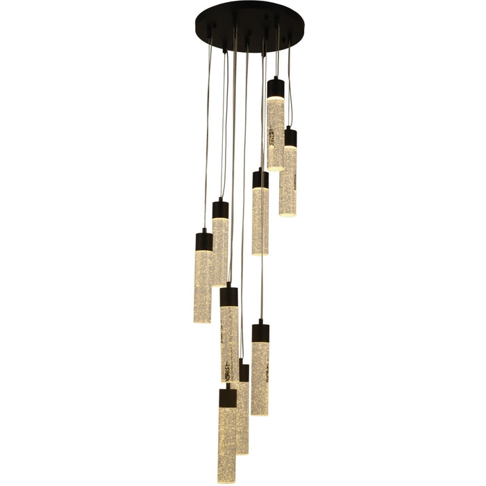 Sprite Graphite Black Clear Crystal 9 Light LED Pendant - Pendants