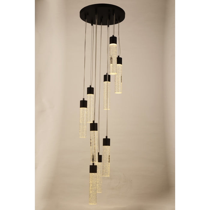 Sprite Graphite Black Clear Crystal 9 Light LED Pendant - Pendants